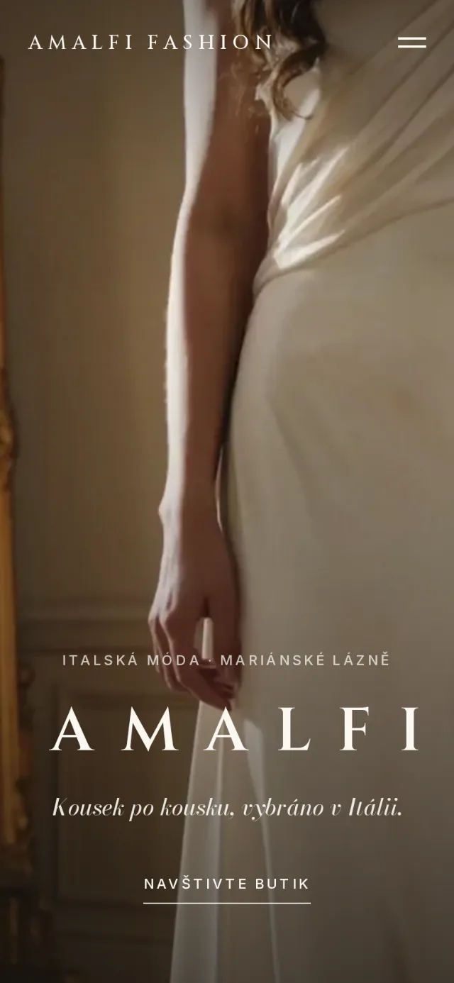 Web Amalfi Fashion na mobilu — hlavní stránka